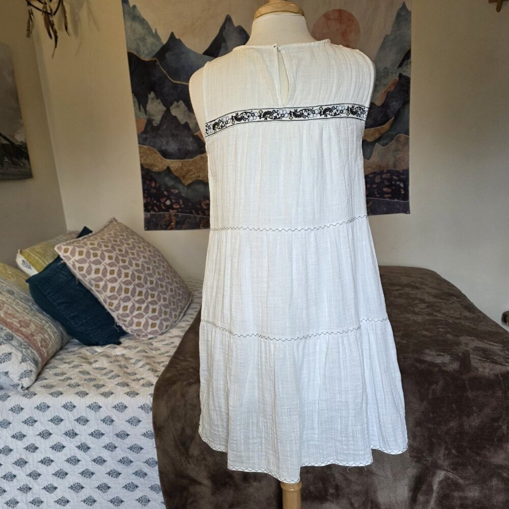 Max Studio White Embroidered Boho Cotton Midi Dress Small Sleeveless Summer - Picture 11 of 16